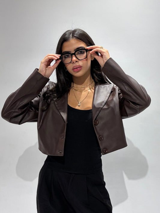 The Cropped Brown Leather Jacket