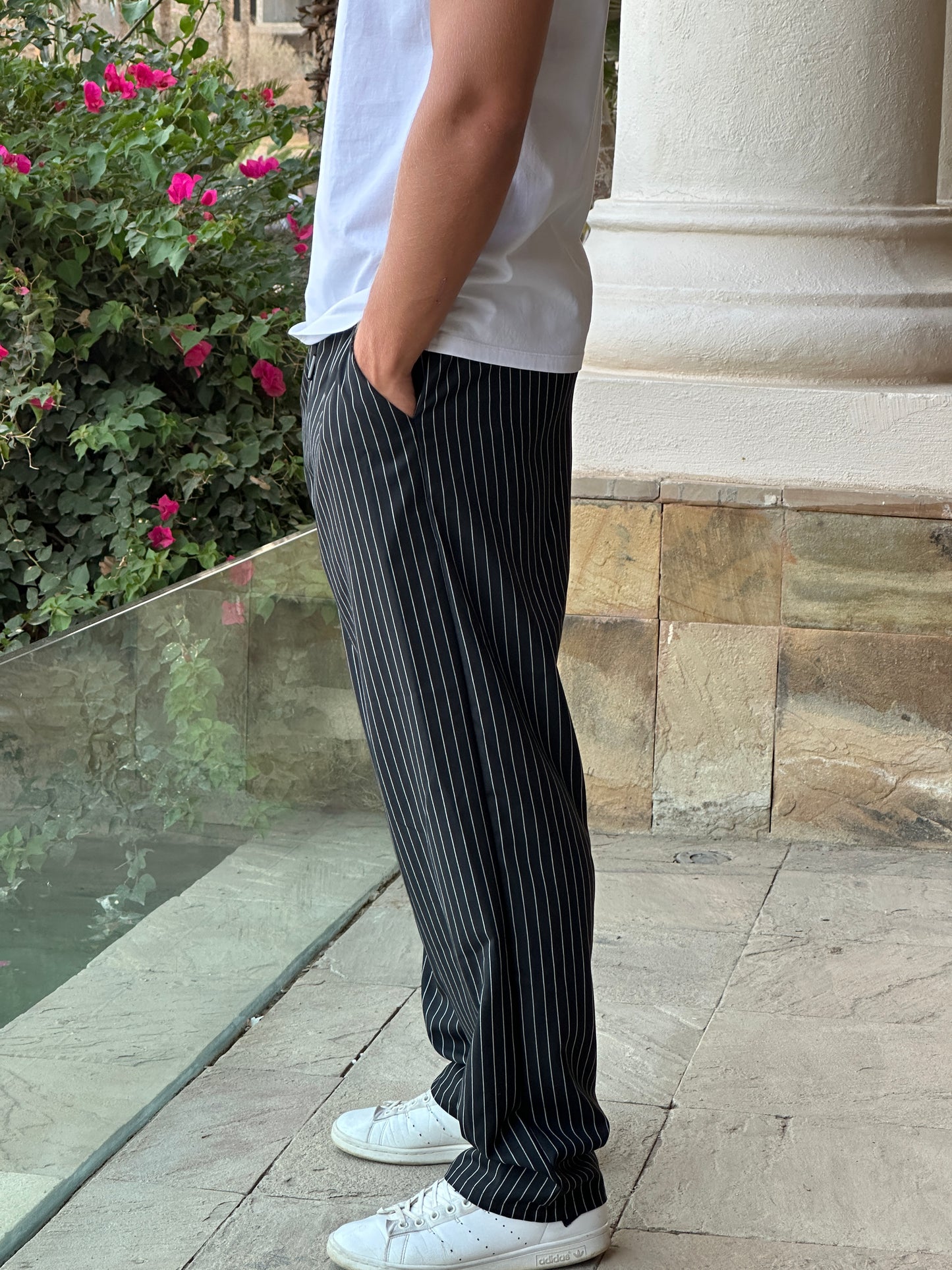 black Pinstripe Pants