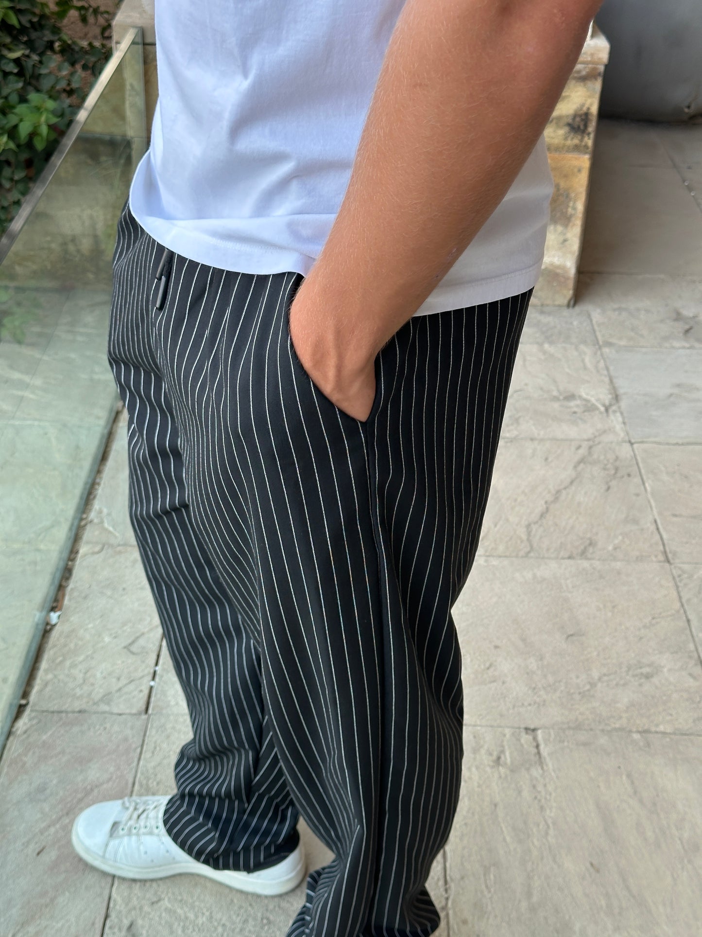 black Pinstripe Pants