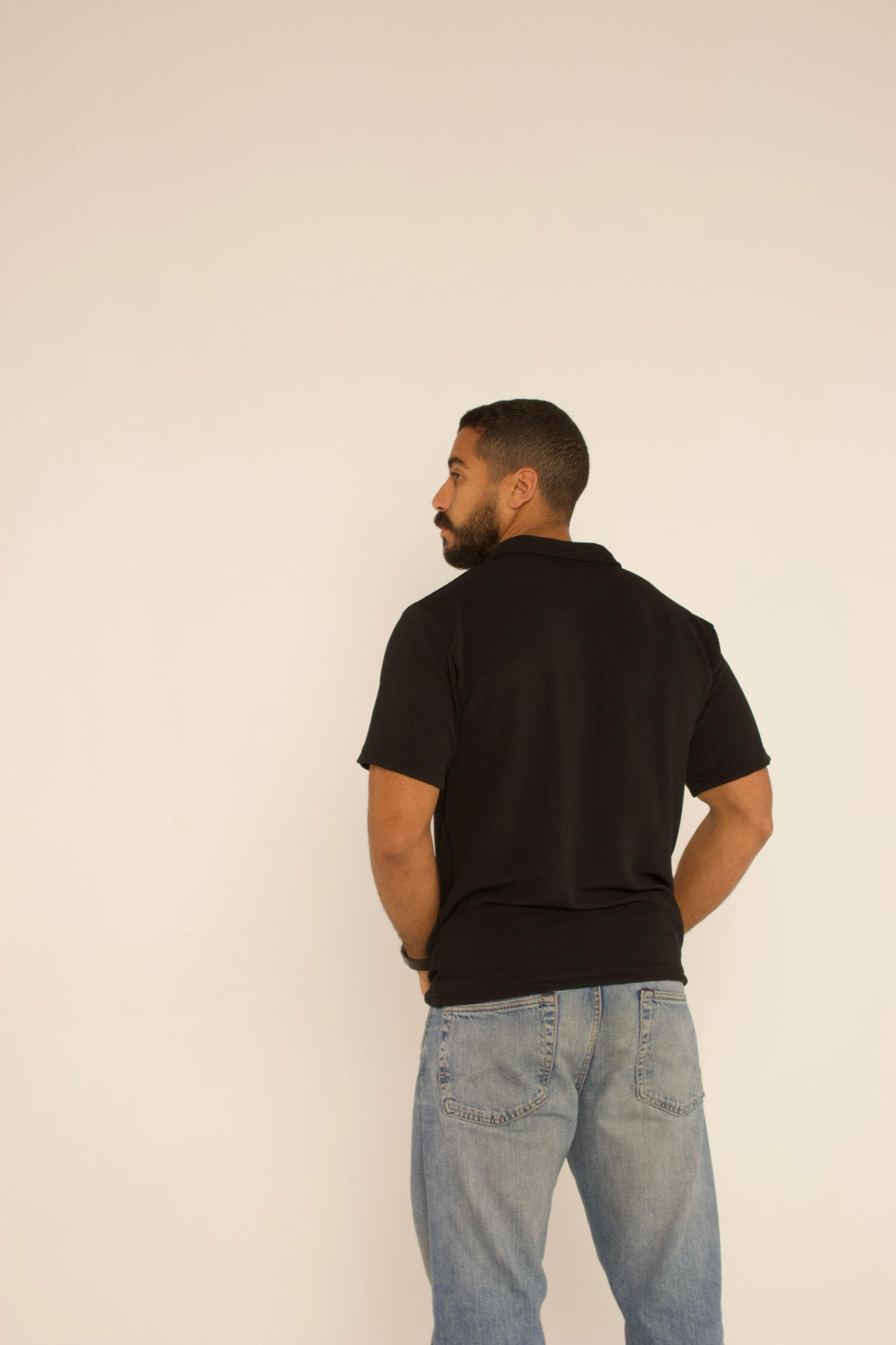 Quarter Zip Polo Shirt - Black