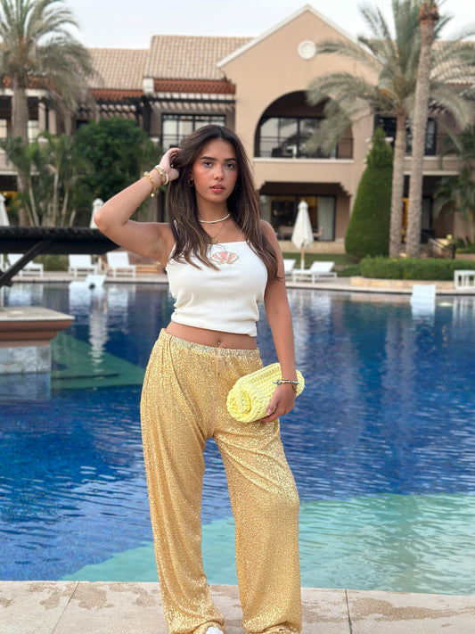 butter yellow sparkle pants